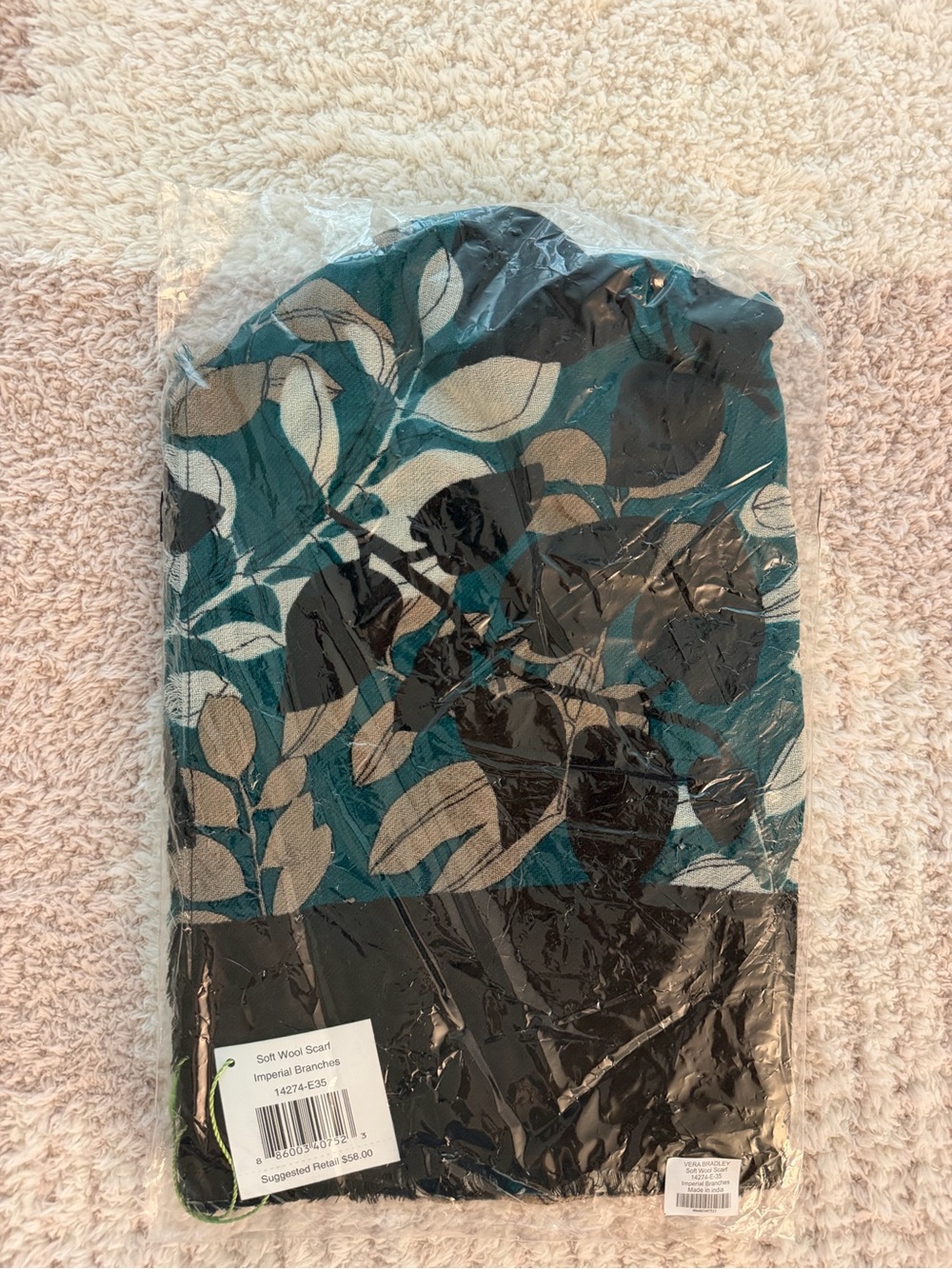 NWT Vera Bradley Soft Wool Scarf Imperial Branches Retired $58